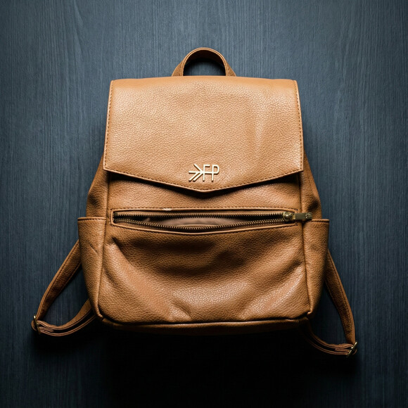 Freshly Picked Handbags - Freshly Picked Camel Pebbled Leather Mini Backpack Gold Hardware Designer
